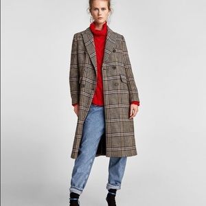 Zara Oversized Check Long Coat